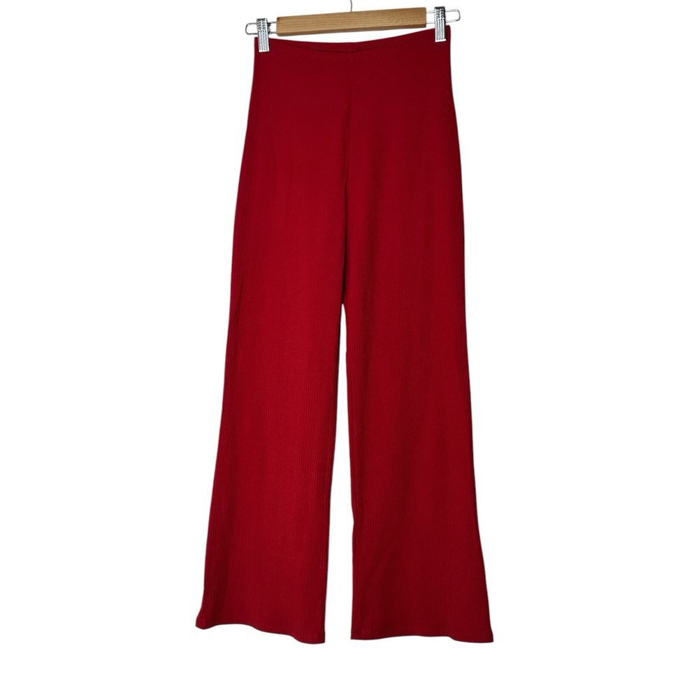 Reformation Pants Women XS Red Wide Leg Pull On High Rise Stretch Career‎ Office